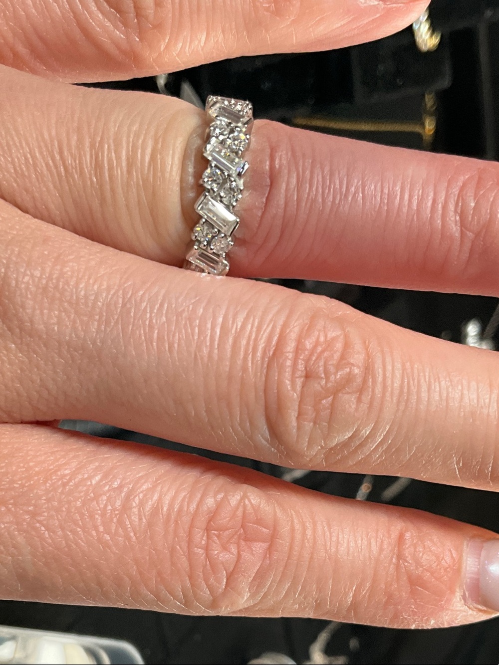 Sterling Silver CZ Eternity Band - White